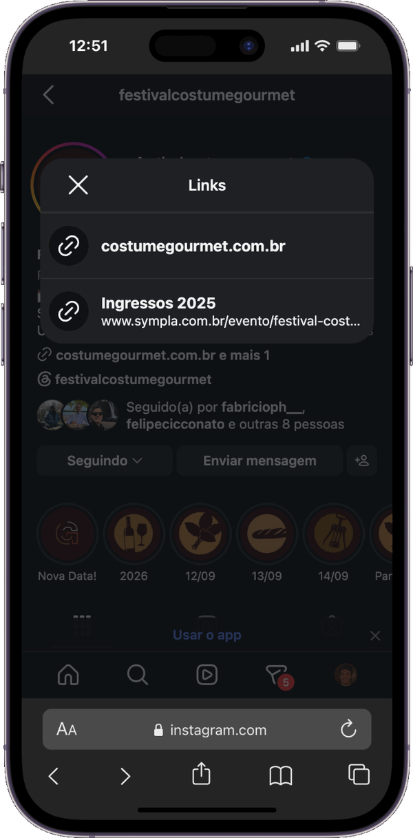 Destaque no Link da Bio